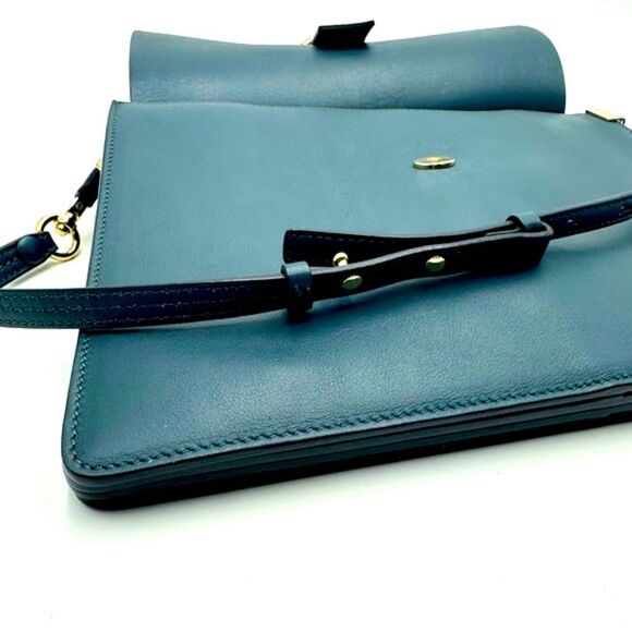 Auth Chloe Medium Cloudy Blue Calfskin Suede Leather Faye Shoulder Bag Clutch - Picture 11 of 16